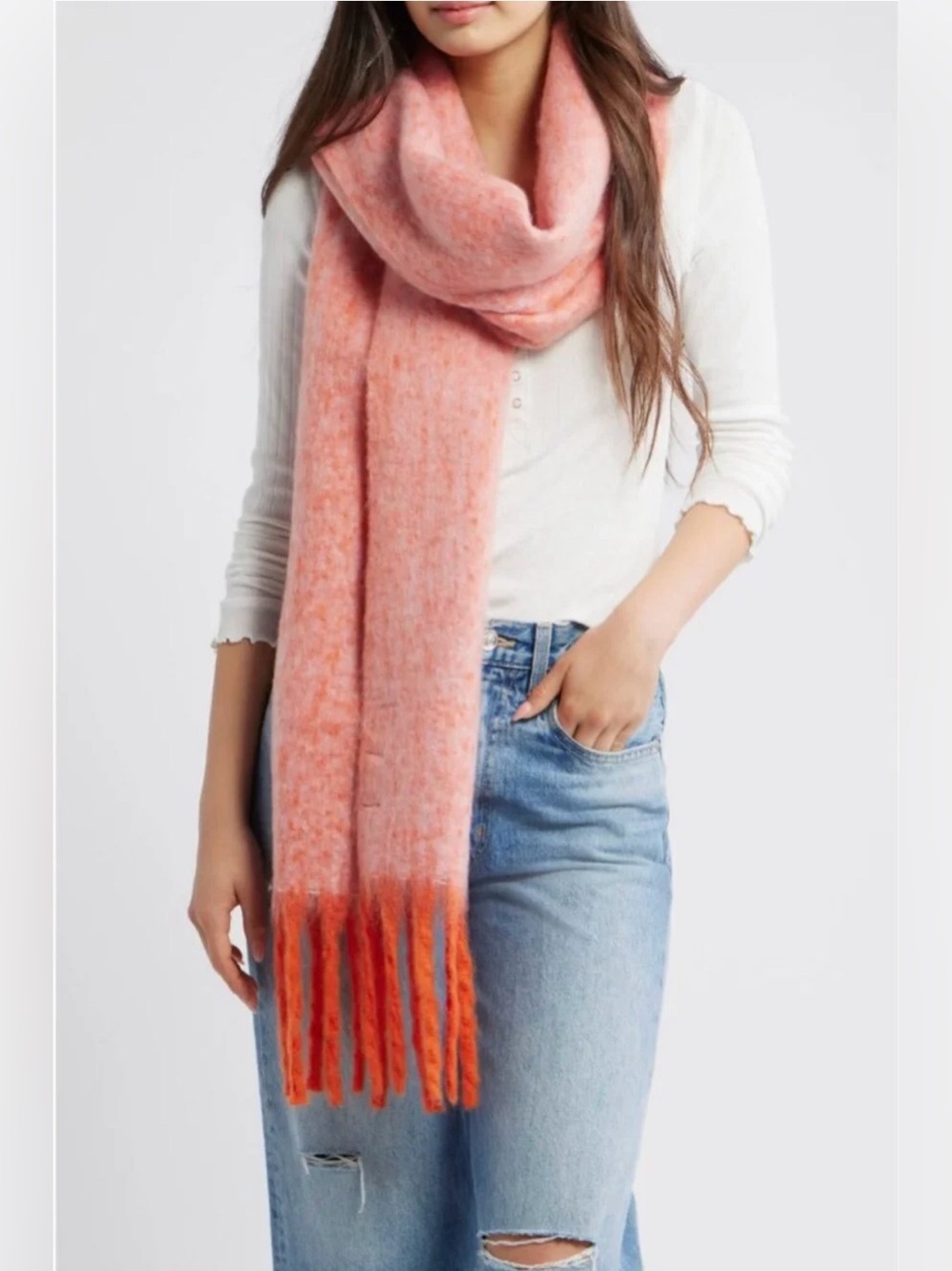 Free People Winter Chill Blanket Scarf One Size, PINK